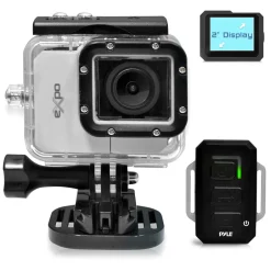 Sports Action Camera 1080p HD Video Waterproof Case Silver<Pyle