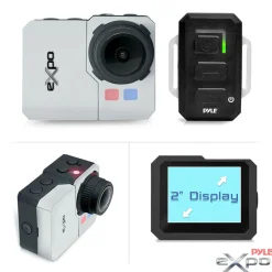 Sports Action Camera 1080p HD Video Waterproof Case Silver<Pyle