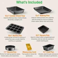 Stackable Non-Stick Bakeware Set, Easy Release Carbon Steel, Black<NutriChef Best
