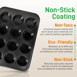 Stackable Non-Stick Bakeware Set, Easy Release Carbon Steel, Black<NutriChef Best