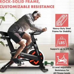 Stationary Cycling Bike - Fun Indoor Workout, 8 Resistance Levels, Steel Frame<SQUATZ Best