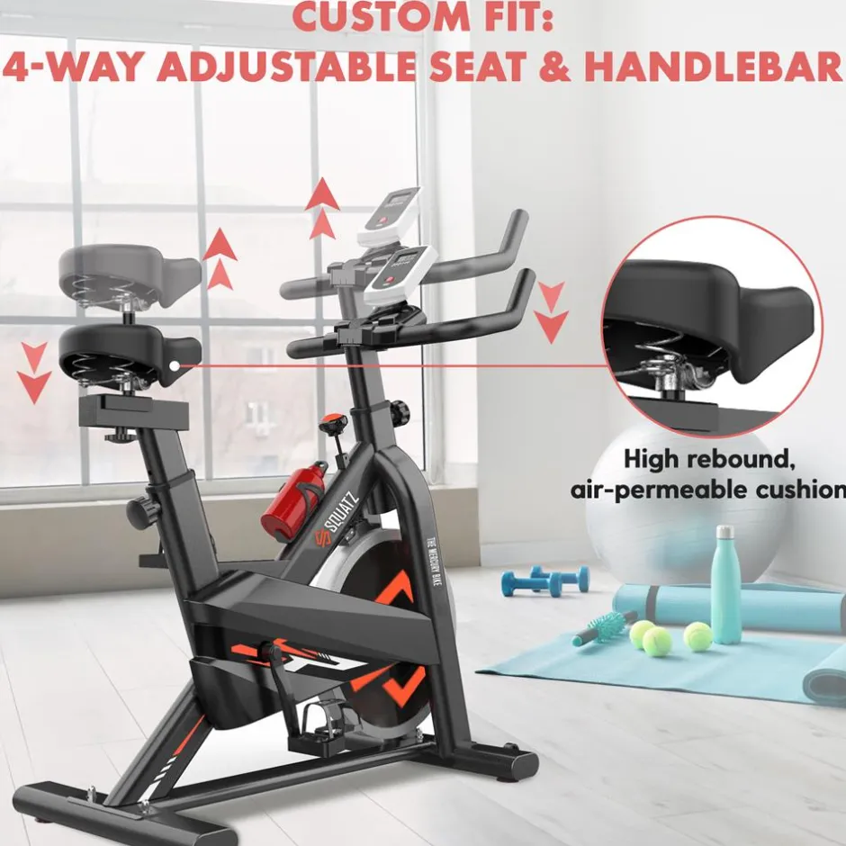 Stationary Cycling Bike - Fun Indoor Workout, 8 Resistance Levels, Steel Frame<SQUATZ Best