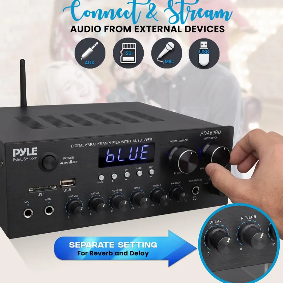 Stereo Amplifier with Bluetooth, 300W HiFi Sound, Metal Panel<Pyle Discount