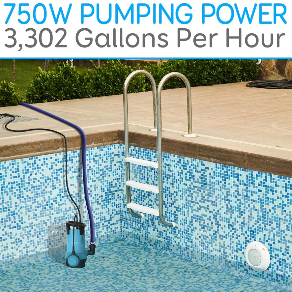 Submersible Sump Pump 3300GPH Auto Float Switch Blue Thermoplastic Body<SereneLife Discount