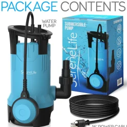 Submersible Sump Pump 3300GPH Auto Float Switch Blue Thermoplastic Body<SereneLife Discount