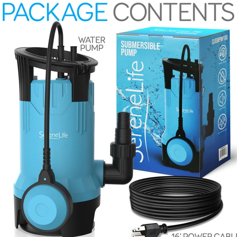 Submersible Sump Pump 3300GPH Auto Float Switch Blue Thermoplastic Body<SereneLife Discount