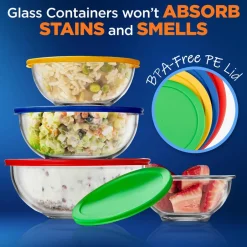 Superior Glass Mixing Bowls With Pe Lids<NutriChef Outlet