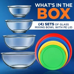 Superior Glass Mixing Bowls With Pe Lids<NutriChef Outlet