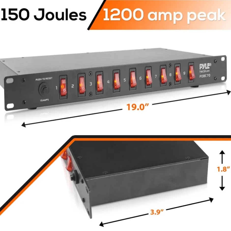 9-Switch Rack Mount Power Supply with Noise Filter<Pyle Online
