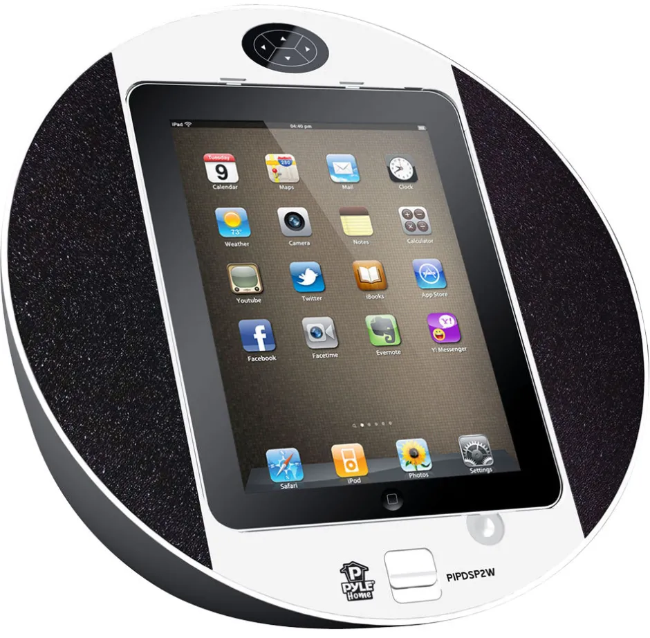 Touch Screen Dock with FM Radio & Alarm, 150W, White<Pyle Sale