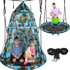 Tree Swing Tent for Kids - Relaxing Fun, Padded Seat, Camo<SereneLife New