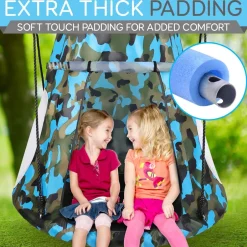 Tree Swing Tent for Kids - Relaxing Fun, Padded Seat, Camo<SereneLife New