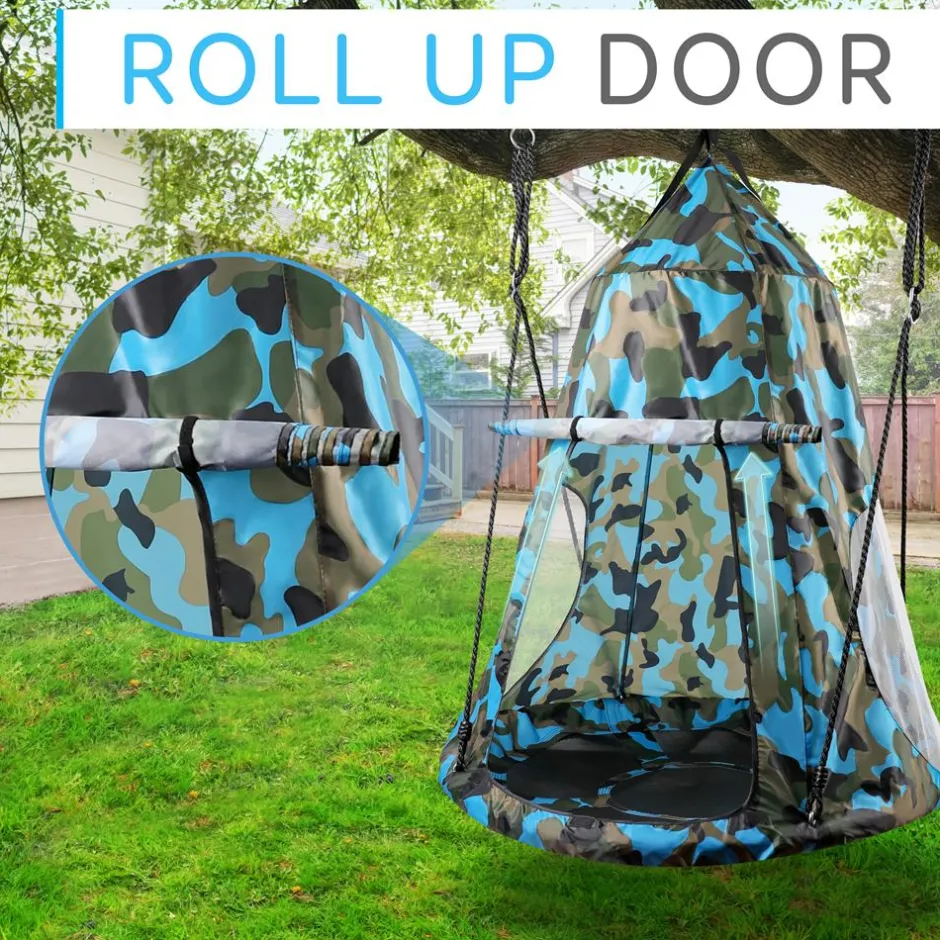 Tree Swing Tent for Kids - Relaxing Fun, Padded Seat, Camo<SereneLife New