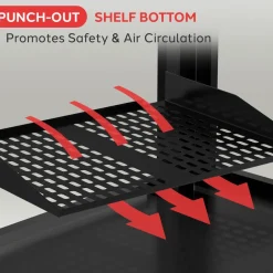 2U Server Rack Shelf, Enhanced Airflow, Heavy-Duty Steel, Black<Pyle Hot