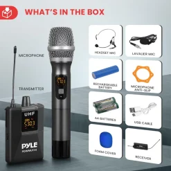 UHF Wireless Microphone System Kit - 160' Range, 8 Channels, Portable<Pyle Clearance