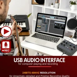 USB Audio Interface - Pristine Recording - Ultralow Noise - Compact Design<Pyle Online