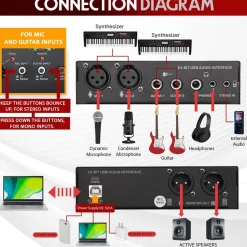 USB Audio Interface - Pristine Recording - Ultralow Noise - Compact Design<Pyle Online