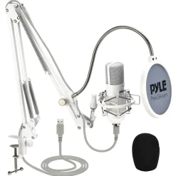 USB Condenser Microphone Kit - Studio Quality, Cardioid, White<Pyle Hot