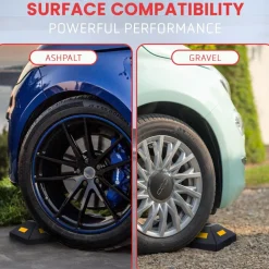 Vehicle Wheel Stops, Parking Aid, High-Density Rubber, Yellow Reflective<Pyle New