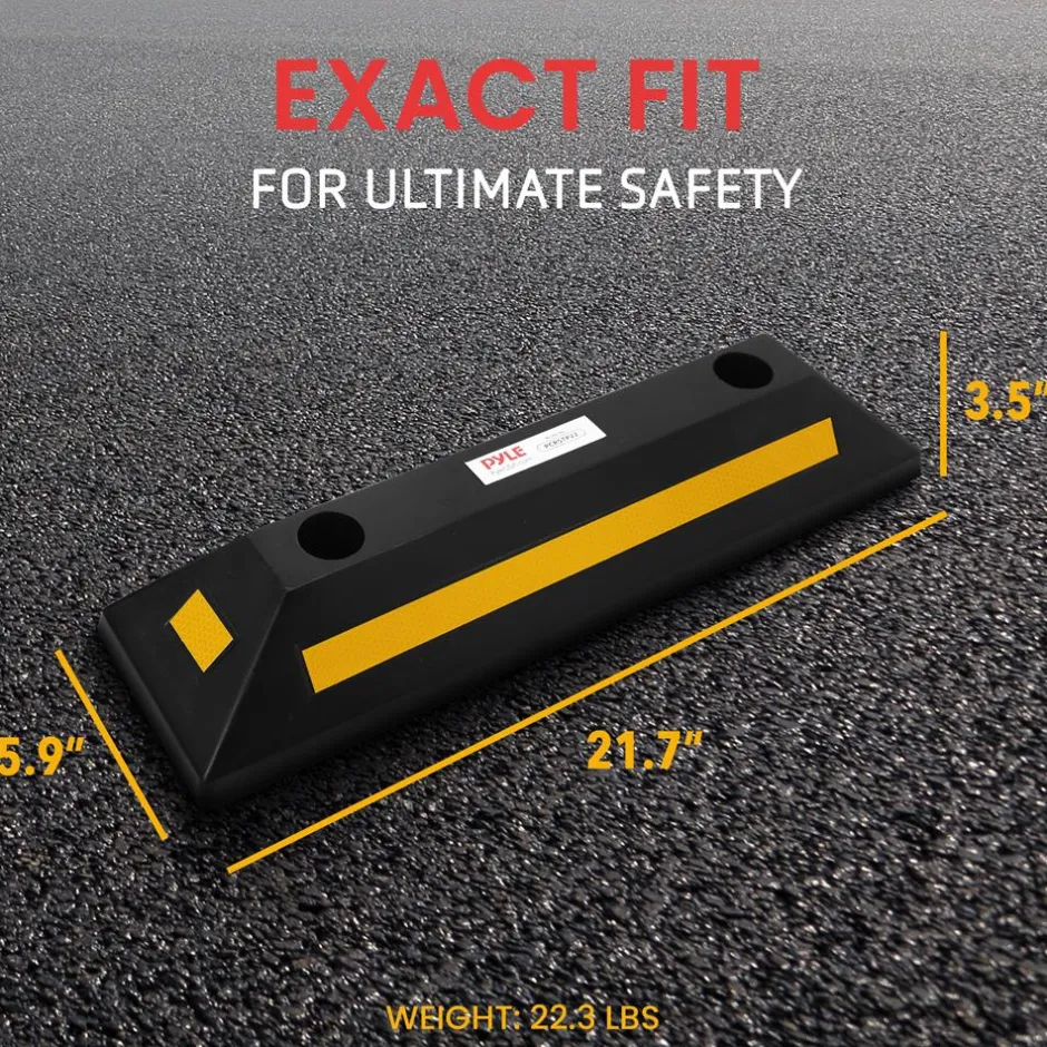 Vehicle Wheel Stops, Parking Aid, High-Density Rubber, Yellow Reflective<Pyle New
