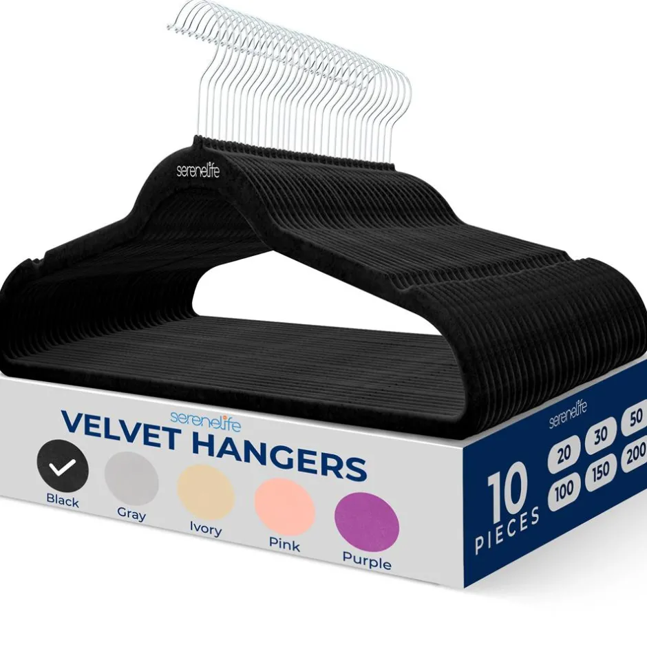Velvet Hangers 10-Pack, Non-Slip, 360° Swivel Hook, Space-Saving<SereneLife Discount