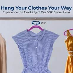 Velvet Hangers 10-Pack, Non-Slip, 360° Swivel Hook, Space-Saving, Purple<SereneLife Sale