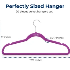 Velvet Hangers 20-Pack, Non-Slip, Space-Saving, 360¬∞ Swivel Hook, Purple<SereneLife New