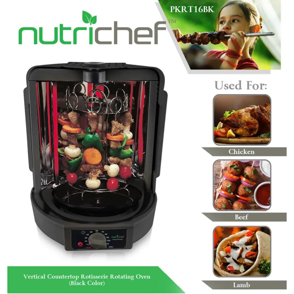 Vertical Rotisserie Oven, Fat-Reducing, Dual Heating, See-Through Window<NutriChef Best