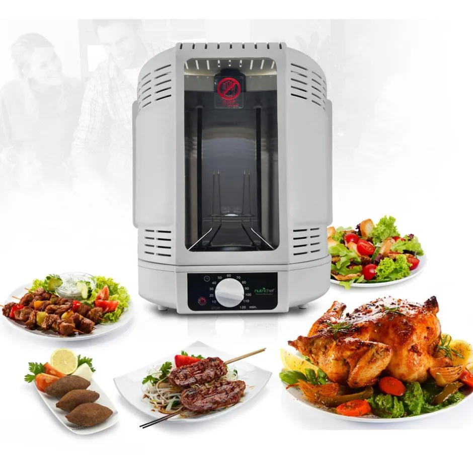 Vertical Rotisserie Oven - Fat-Reducing Dual Heating - White<NutriChef Discount