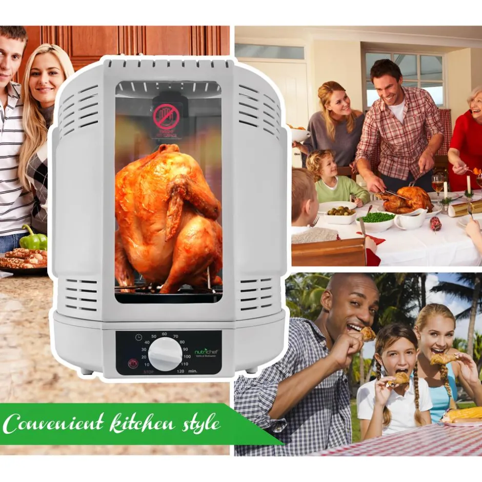 Vertical Rotisserie Oven - Fat-Reducing Dual Heating - White<NutriChef Discount