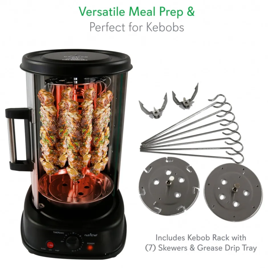 Vertical Rotisserie Oven, Energy Efficient, 1500W, Tempered Glass Door<NutriChef Hot