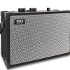Vintage Bluetooth Speaker, 120W Bass, Rechargeable, Leather, TWS, FM Radio<Pyle