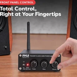 200W Bluetooth 5.0 Stereo Amplifier - Compact Mini Receiver with Bass Control<Pyle Discount