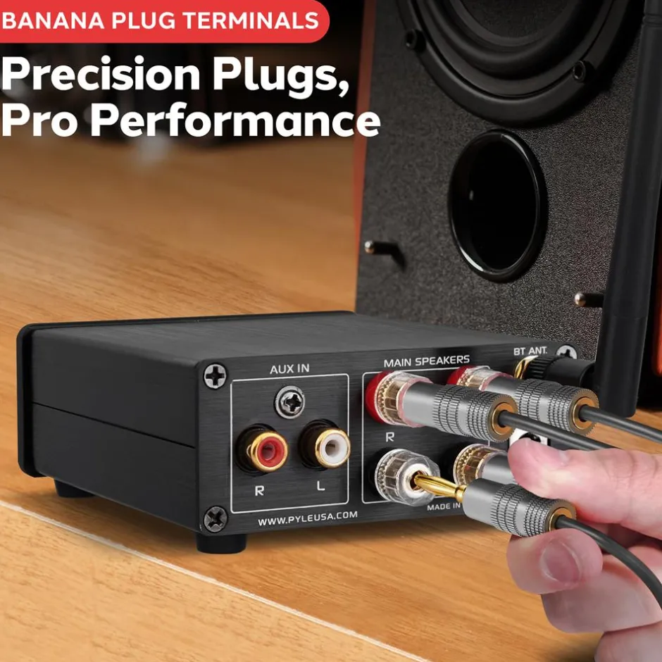 200W Bluetooth 5.0 Stereo Amplifier - Compact Mini Receiver with Bass Control<Pyle Discount