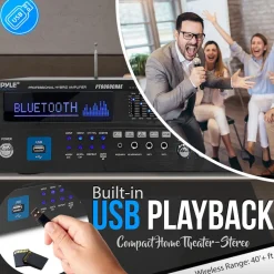 2000W Bluetooth 6-Channel Home Amplifier - Wireless Streaming, USB/AUX/RCA<Pyle Clearance