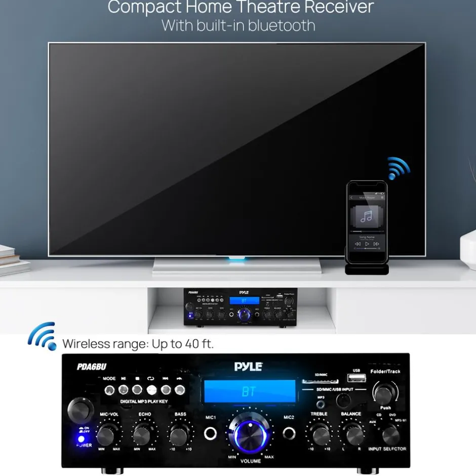 200W Bluetooth Home Stereo Amplifier with FM & USB<Pyle Outlet