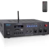300W Bluetooth Karaoke Amplifier - Wireless Streaming, 2 Mic Inputs, Blue<Pyle