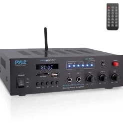 300W Bluetooth Karaoke Amplifier - Wireless Streaming, 2 Mic Inputs, Blue<Pyle