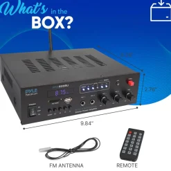 300W Bluetooth Karaoke Amplifier - Wireless Streaming, 2 Mic Inputs, Blue<Pyle