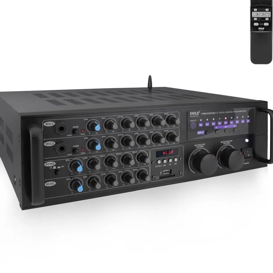 2000W Bluetooth Mixing Amplifier, Karaoke/PA, USB/SD, Rack Mountable<Pyle Clearance