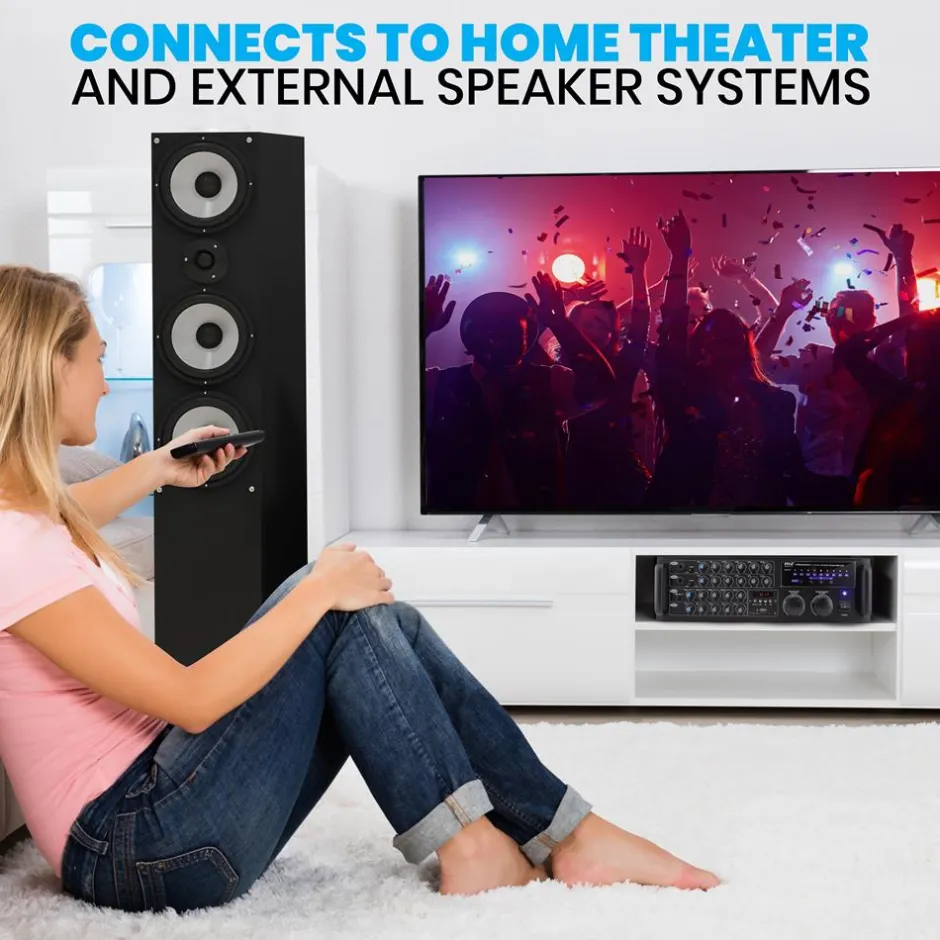 2000W Bluetooth Mixing Amplifier, Karaoke/PA, USB/SD, Rack Mountable<Pyle Clearance