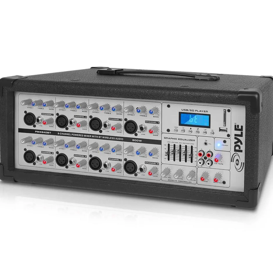 800W Bluetooth Stage Mixer - Pro Audio Sound, MP3/USB/SD, LCD Display<Pyle Clearance