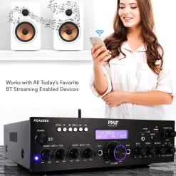 200W Bluetooth Stereo Amplifier - Wireless Streaming, Dual Channel, Compact<Pyle