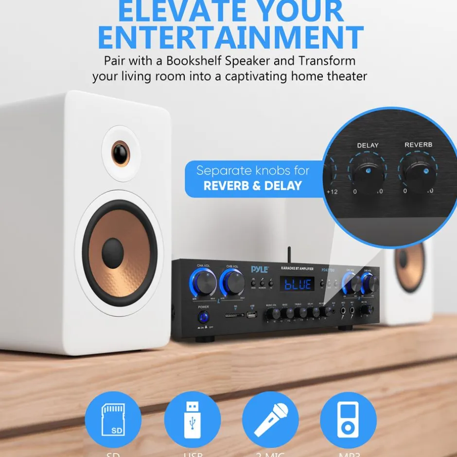 800W Bluetooth Stereo Amplifier with FM Radio & USB<Pyle Discount