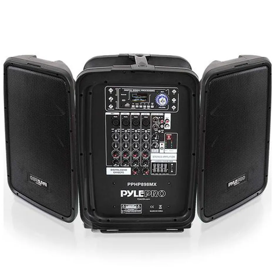600W 8-Ch Bluetooth PA Speaker Kit, Dual 8" Subwoofers, USB/MP3 Reader<Pyle Hot