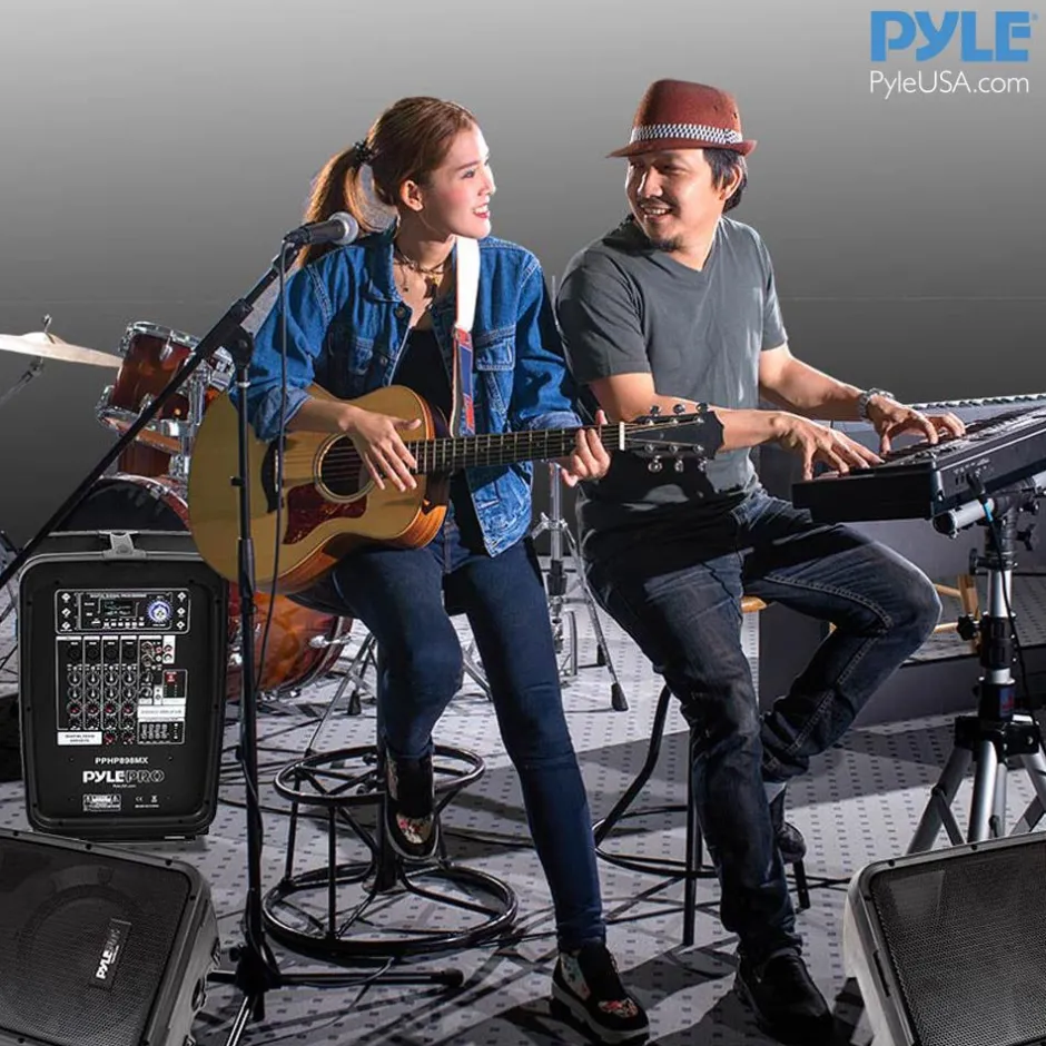 600W 8-Ch Bluetooth PA Speaker Kit, Dual 8" Subwoofers, USB/MP3 Reader<Pyle Hot