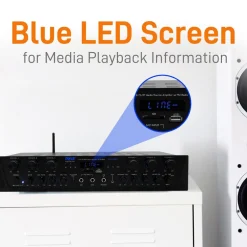 600W 6-Channel Bluetooth Amplifier - Wireless Streaming, FM Radio<Pyle New