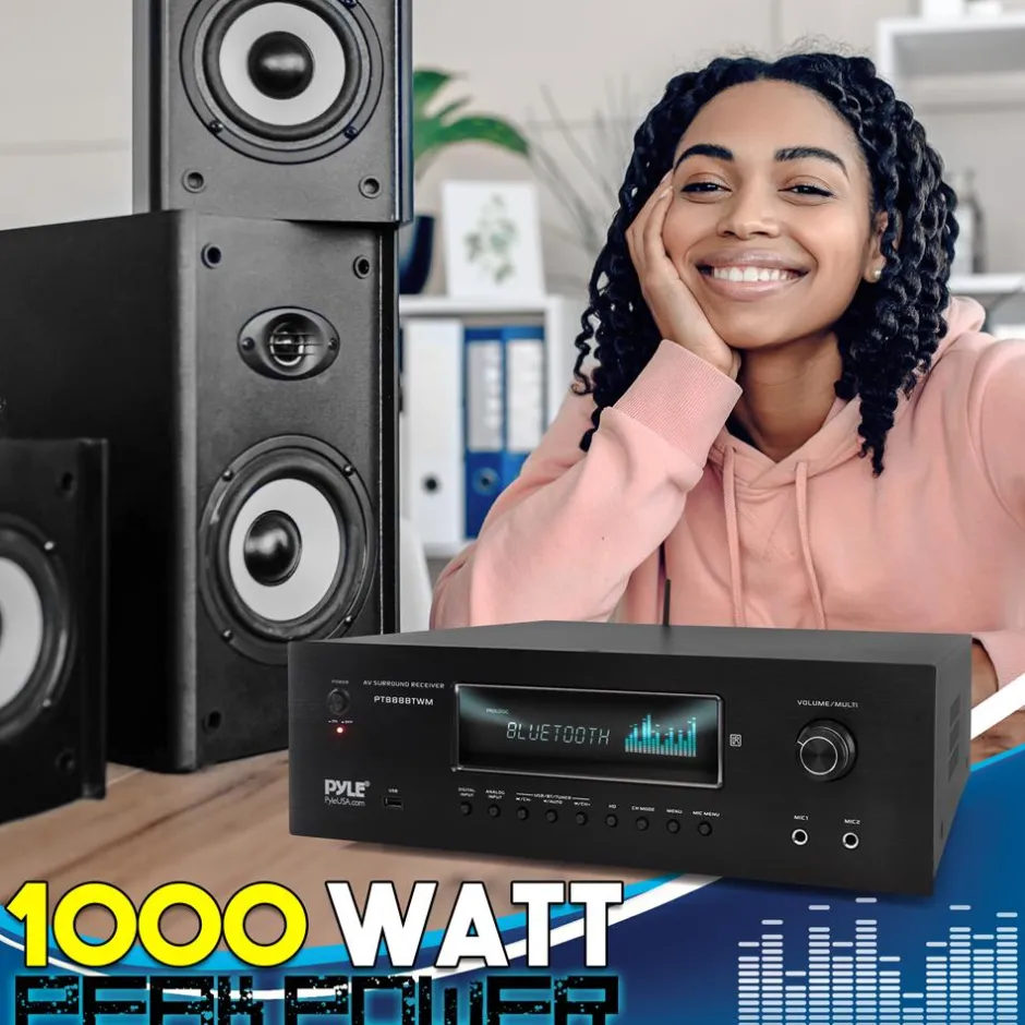 1000W 5.2-Channel Bluetooth Receiver with Wireless Mics<Pyle Clearance