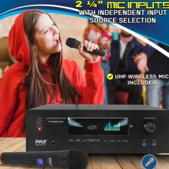 1000W 5.2-Channel Bluetooth Receiver with Wireless Mics<Pyle Clearance
