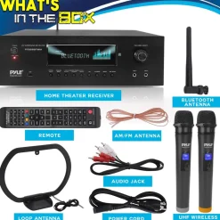 1000W 5.2-Channel Bluetooth Receiver with Wireless Mics<Pyle Clearance